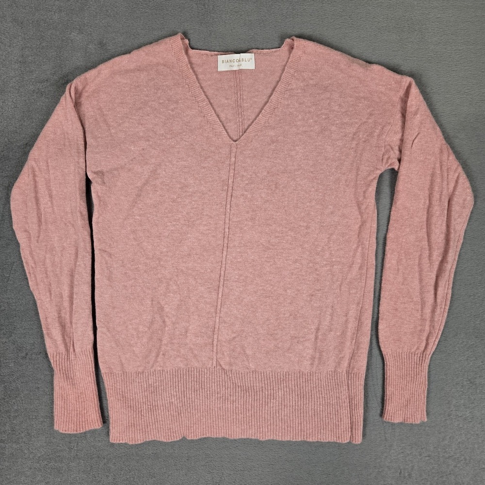 Bianco & Blu Sweater Womens Small Pink Knit Italy Minimalist Wool Cashmere